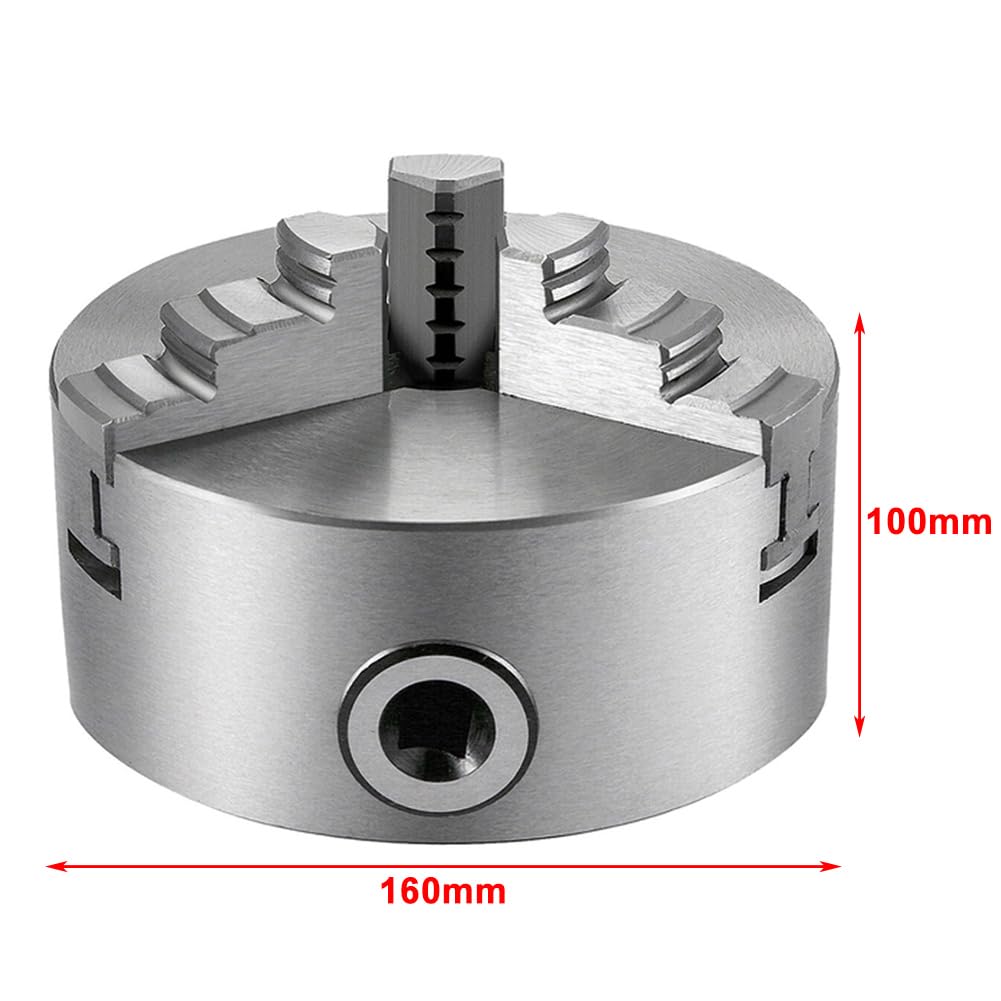 Mandril de torno de 3 mordazas de 130 mm, 5", n.° K11-130, autocentrante, de acero plateado para máquinas de rectificado, taladrado y fresado