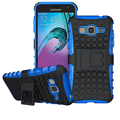 Galaxy J3 Case, Amp Prime Case, Express Prime Case , Viodolge [Shockproof] Hybrid Tough Rugged Dual Layer Protective Case Cover with Kickstand for Samsung Galaxy J3 (2016) / Express Prime (blue)