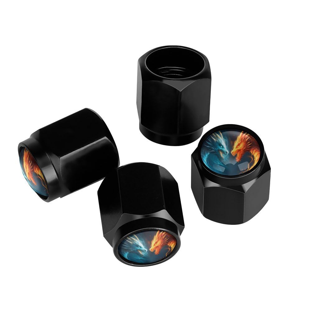 2 Sets Of Black Tire Valve Stem Caps - 8 Caps For Car, Truck, Bike & Motorcycle | Rust-Resistant Dustproof Caps