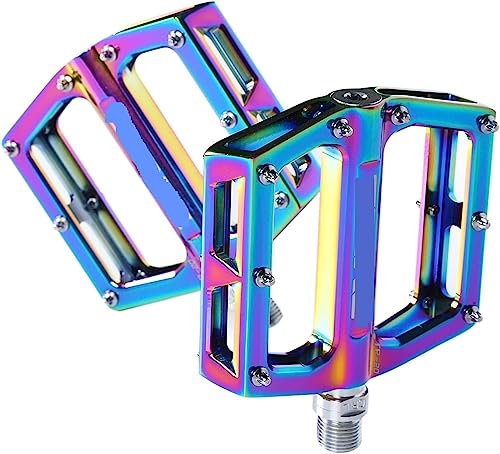 Pedales de bicicleta de montaña aluminio plataforma mtb color tornasol 2