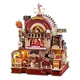 Dale vida a un encantador taller de postres nórdicos junto al mar con este modelo interactivo en miniatura con iluminación dinámica, maquinaria giratoria