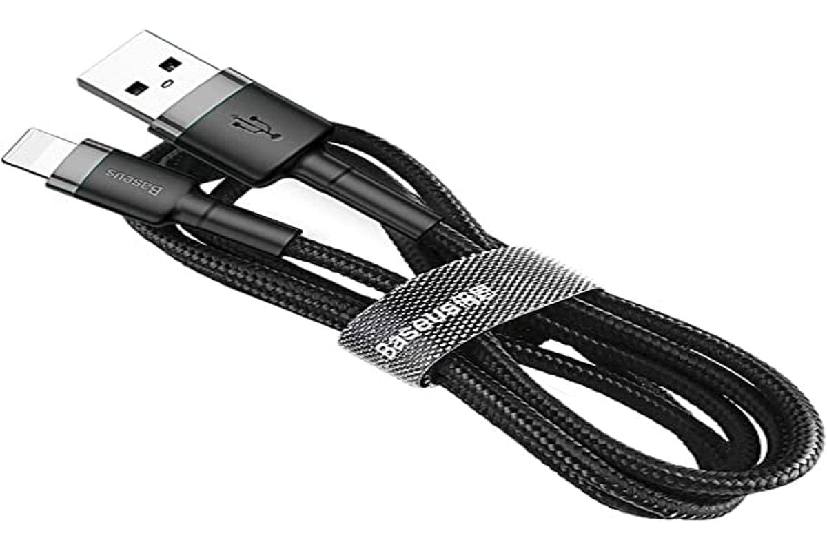 Cafule Cable - Cable USB a Lightning, 2,4 A, 0,5 m (Gris/Negro)