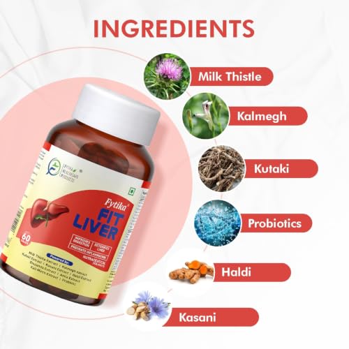 Image of Fytika Fit Liver Detox Tablets | Milk Thistle, Kalmegh, Kutaki, Curcumin, Bhumi Amla & Probiotics | 60 Tablets