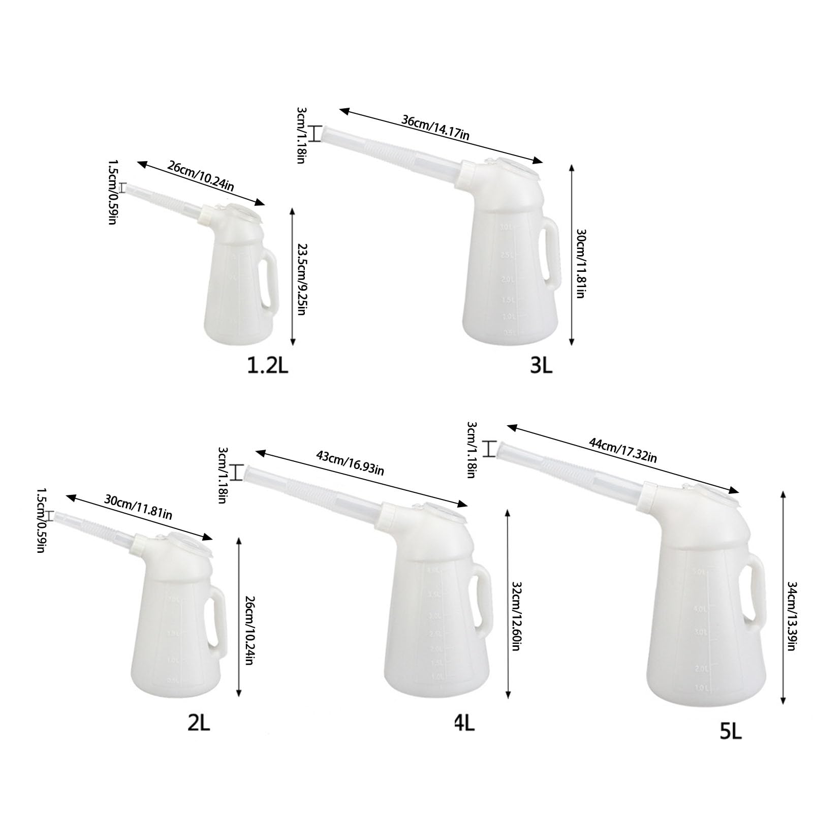 Récipient à Huile Avec Bec Verseur - Capacités 1,2L à 5L, Couvercle Anti-poussière, Pour Huile Moteur