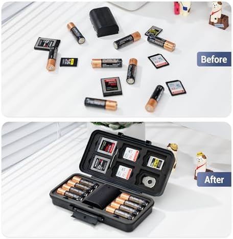 JJC Multi-Function Camera Battery Memory Card Storage Case for 6 SD Card,6 CFexpress Type-B/XQD Cards,5 CFexpress Type-A Cards,8 AA Batteries,3 Camera Batteries Holder Box for LP-E6 NP-FZ100 NPW235