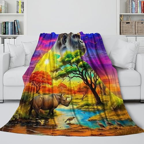 Couverture gorille 3D cadeau original microfibre pour adulte