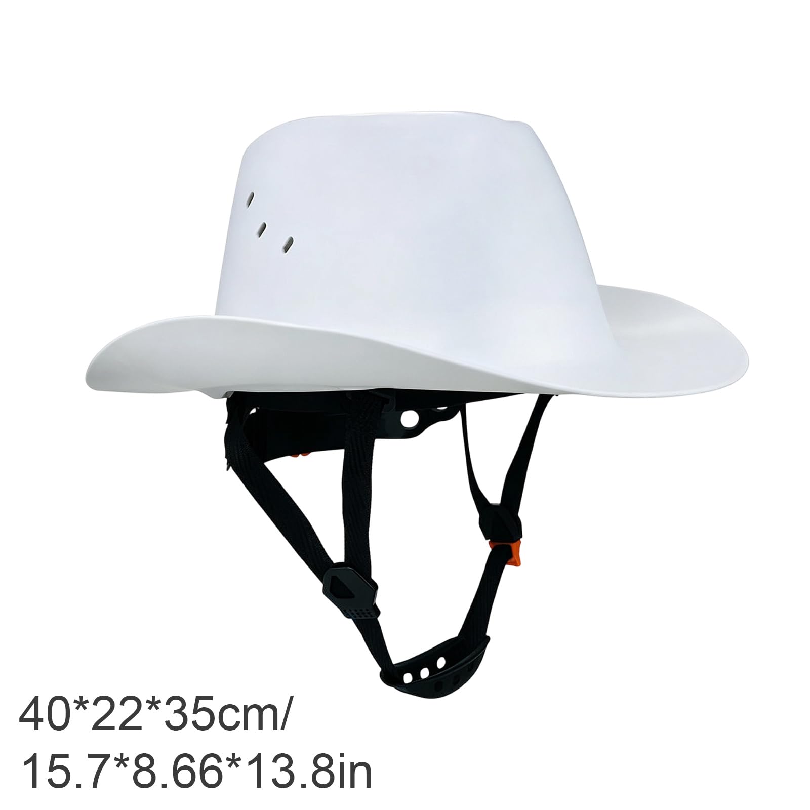 Belüfteter HDPE Schutzhelm mit Cowboy Krempe, verstellbarer, innenliegender Kinnriemen für Bau, Ranch und Feldeinsätze Western Schutzhelm, belüftete HDPE Schale, verstellbarer Kinnriemen