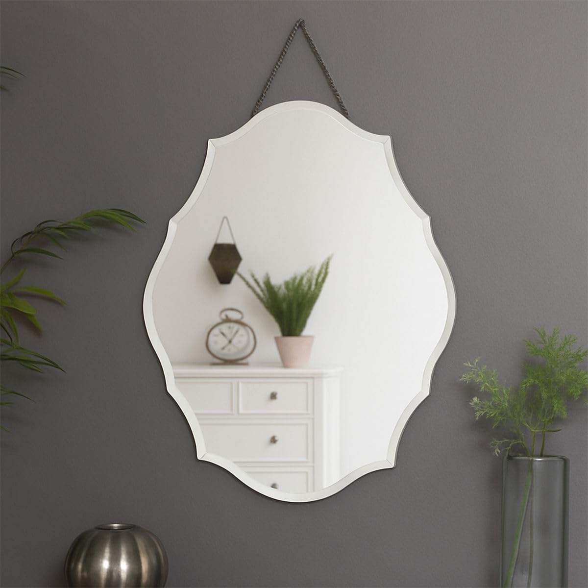 Ornate Frameless Bevelled Wall Mirror
