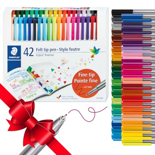 STAEDTLER triplus Fineliner 42pc Pen Set: 0.3mm, Assorted Colors, Ergonomic