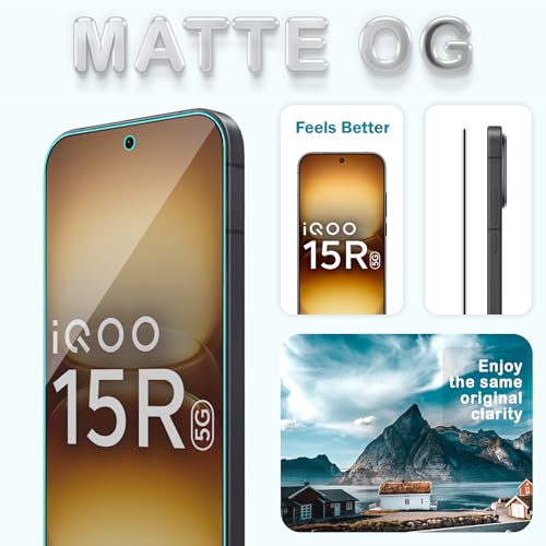 Image of FIRST MART Matte Anti-Glare Tempered Glass iQOO 15R With Installation Kit | Military-Grade Gaming Screen Protector & Cable Guard | Edge to Edge Coverage | Black