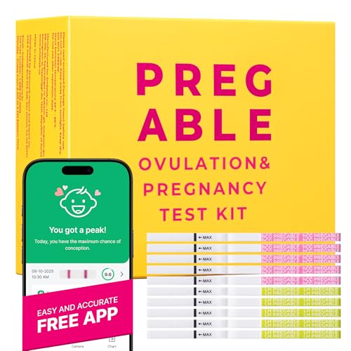Image of PREGABLE Combo Kit: 50 Ovulation Tests & 20 Pregnancy Tests, Free Tracker app, SmileReader, OPKs, HPTs (50LH + 20HCG (Pack of 1))
