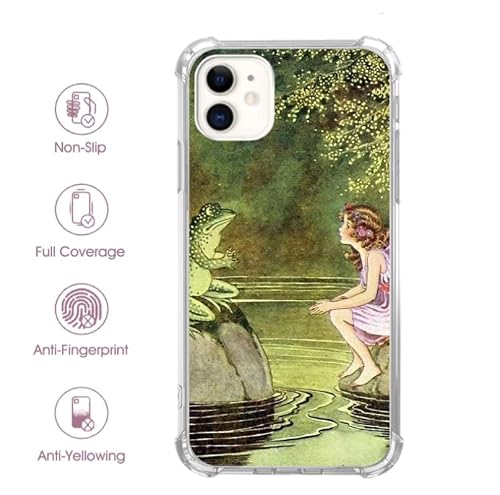 Lopeykirt Vintage Fairy And Frog Case For Iphone 12，Hippie Aesthetic Toad And Fairy Cover Fit For Iphone 12 For Women Girls,Unique Design Tpu Bumper Protective Cover Case #TOP1