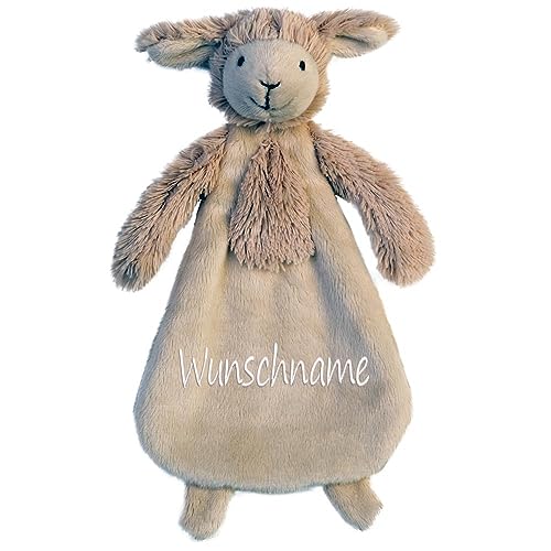 Elefantasie Schnuffeltuch mit Name Bestickt Kuscheltuch personalisiert Geschenk zur Geburt Lamm