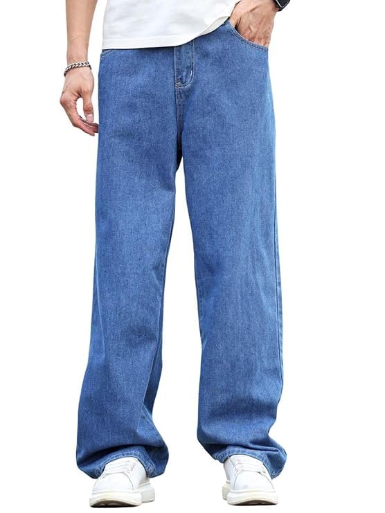 comforts Classic Straight Leg Denim Jeans, Mid Rise, Light Blue, Relaxed Fit, Casual Wear-picture-45
