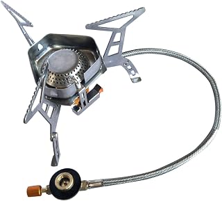 Portable Split Camping Gas Stove Stainless Steel Foldable Windshield Outdoor Burner for Picnic Barbecue Hiking with High Temperature Alloy Windproof Net and Fuel Efficient Flame