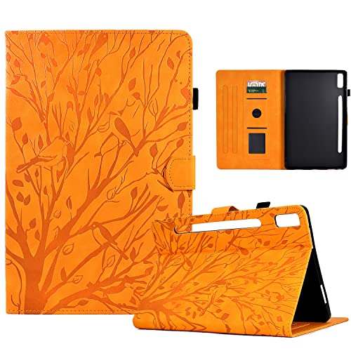 Housse Lenovo Tab P11 Pro Gen 2 en cuir vintage orange avec support multi-angle