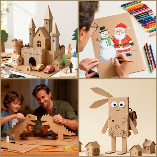 Flying Pottery 20 Stück Wellpappe A4, Dicke Pappe zum Basteln, Karton, Cardboard, Kartonpapier für DIY Handwerk, Malen und Kunsthandwerk