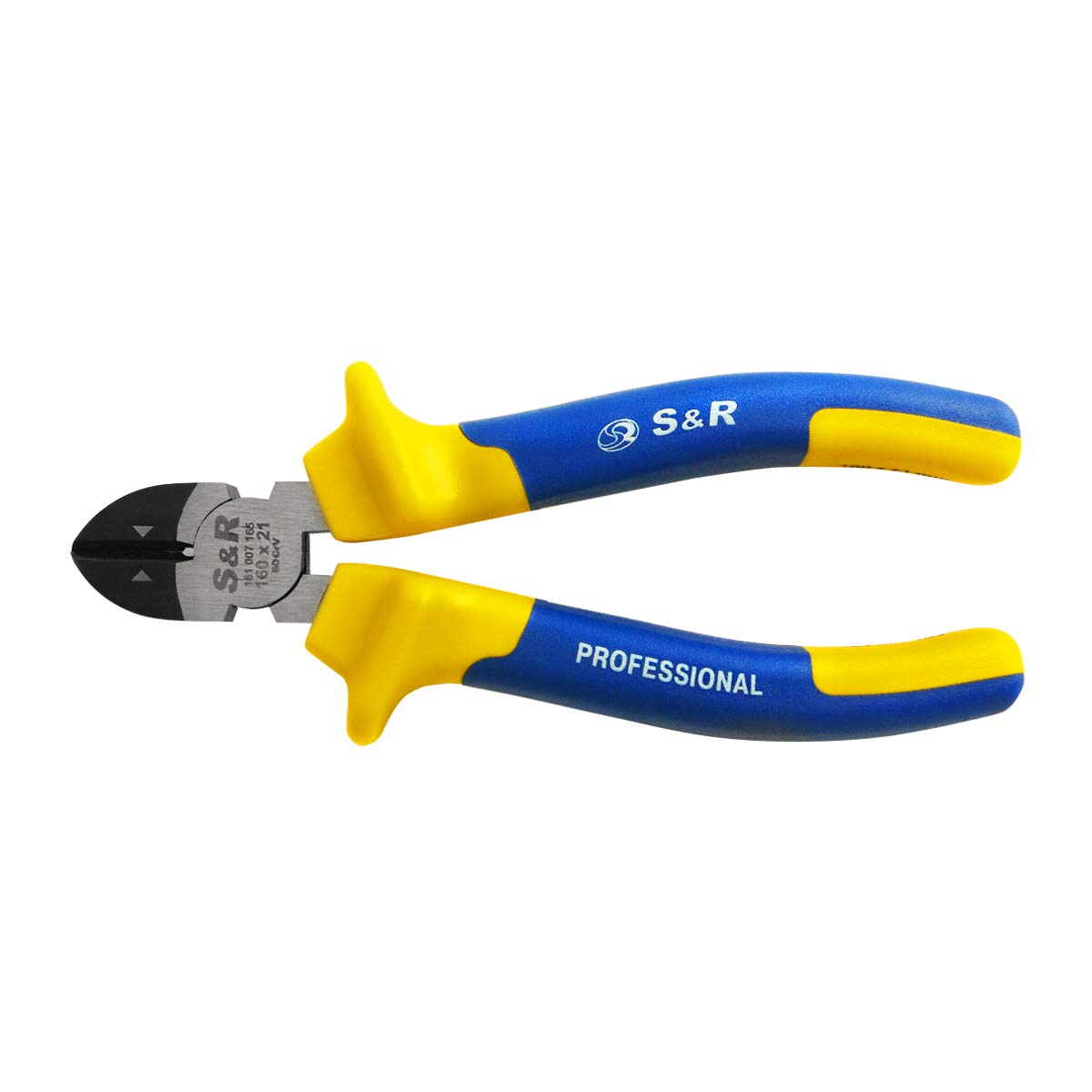 S&R Tronchese a taglio latealeTrochesina Elettricista Professionale 160 x 21 mm, Tronchesina tagliafili Professionale, Blu e Gialla.