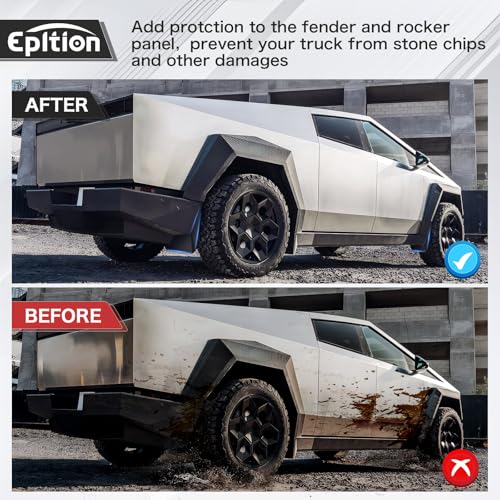 Image of 2025 Upgraded Custom Fit for Tesla Cybertruck 2023 2024 2025 Flexible Mud Flaps TPE Splash Guards (No Drilling) 3D All Weather Mudflaps with Hardware Accessories,Set of 4PCS, Front and Rear