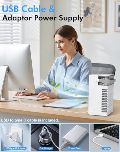 Portable Air Conditioners, Air Cooler Evaporative Personal Mini AC with Remoter, 4 Wind Speed, 2-4-6H Timer, 2 Modes, Colorful Night Light, Portable AC for Room, Car, Bedroom, Office, Outdoor