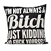 LeiOh Decorative Cotton Linen Square Funny Printed Bitch Pattern Throw Pillow Case Cushion Cover 18 x 18 Inches