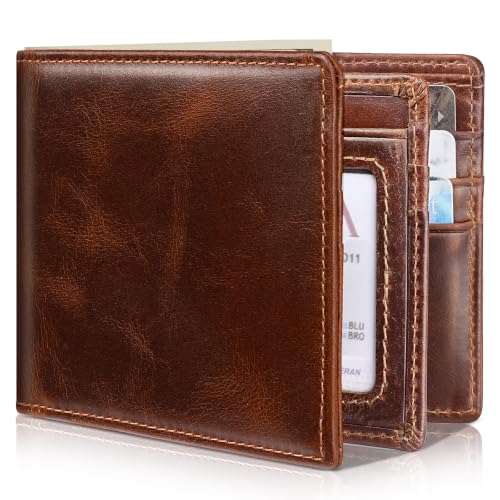 Image of Artpaxy Mens Wallet Bifold Genuine Leather RFID Blocking Wallet for Men with 1 ID Window 13 Card Holders 2 cash pockets 1 Gift Box