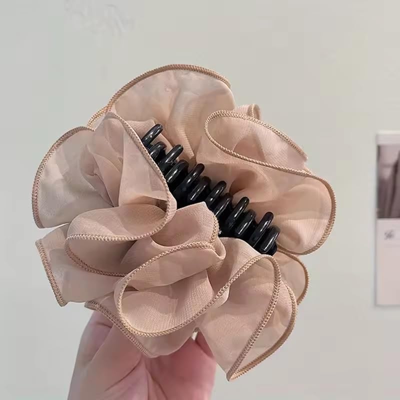 Image of El Regalo 1pc Bohemian Large Flower Hair Claw Clip for Women & Girls - Elegant Multi-Layer Floral Shark Clip, Strong Grip Updo Accessory for Festive, Wedding, Party & Regular Use (White)