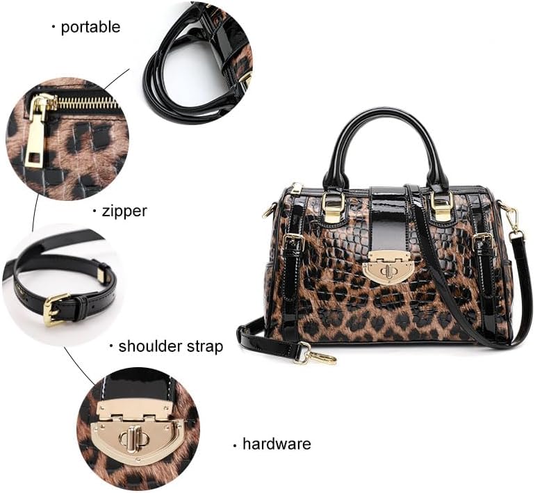 Genuine leather cowhide crocodile-pattern Boston women's handbag crossbody-bag detachable shoulder strap - Image 5