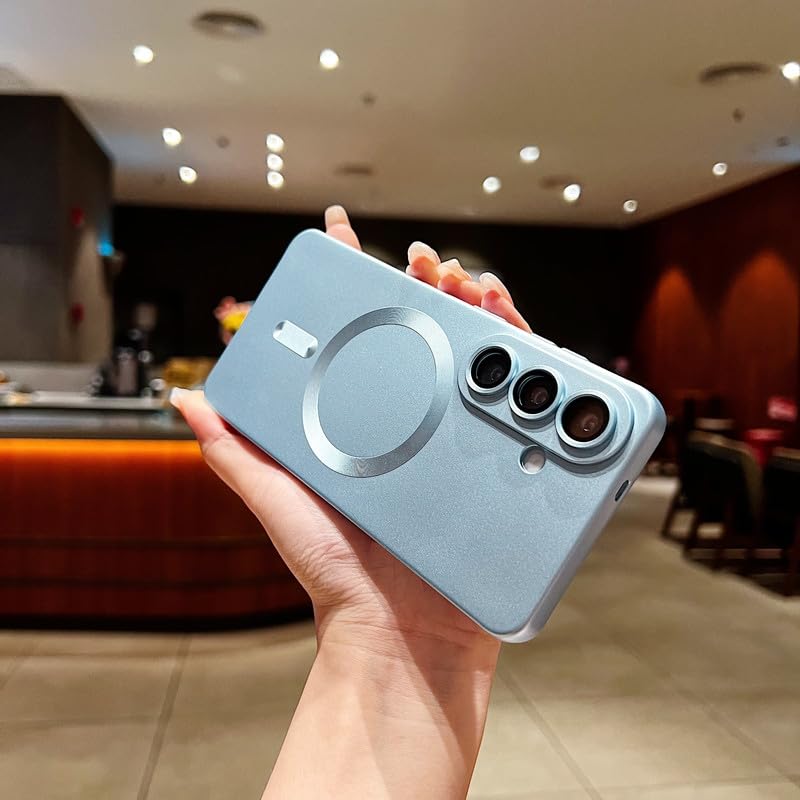 Image of LuxuryKase Premium MagSafe Case for Samsung Galaxy S26 Plus | Shockproof & Anti-Scratch Cover | Soft Silicone with Wireless Charging | Camera Lens Guard - Sierra Blue