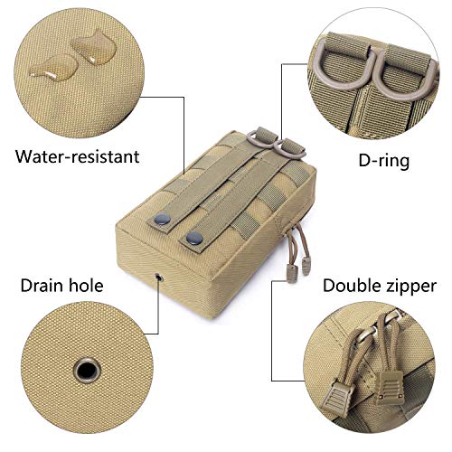 Tacticool 2 Pack Molle Pouches - Tactical Compact Water-Resistant Edc Pouch (2 Pack-Tan) #TOP2