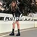 Goiphrri Platform Ankle Boots for Women High Heel Round Toe Womens Fashion Work Combat Boots Punk Motorcycle Booties Black Block Heel Party Boots