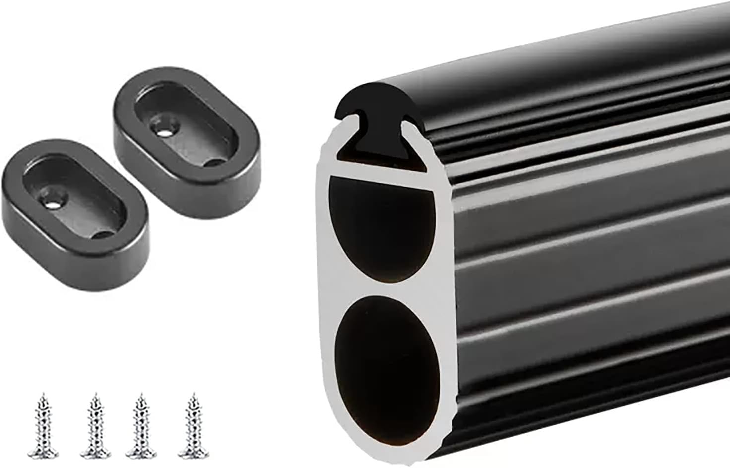 Czarny drążek na ubrania od 12 do 60 cali do wieszania ubrań ze stopu aluminium, drążek na ubrania z cokołem i śrubami, drążek do szaf na ubrania (rozmiar: długość 0,4 m/16