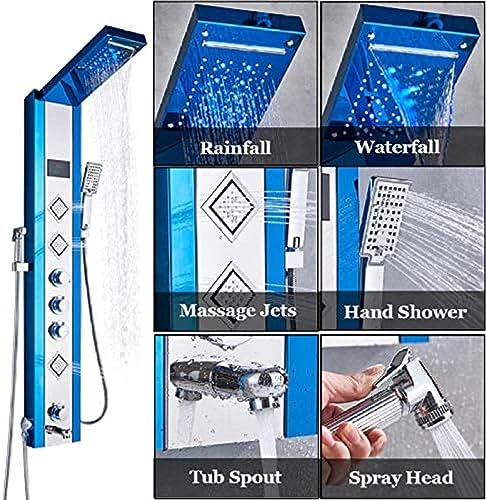 Columna de ducha con panel LED, cascada, pantalla digital LCD, rociador bidet y masaje miniatura 5