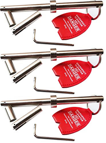3 Pack Elevator Drop Key Double Drop Elevator Door Key Emergency Open Steel Alloy Shaft Elevator Door (3)