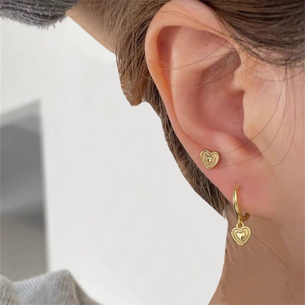 Dainty Heart Love Small Huggie Hoop Earrings for Women Girls 925 Sterling Silver Tiny Cute Charms Dangle Drop Cartilage Hypoallergenic Minimalist Jewelry Gifts - Image 2