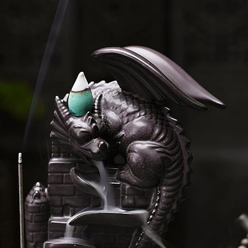 Miniatura 3 de Soporte de incienso de reflujo, quemador de incienso de cascada de cerámica, hecho a mano, para decoración del hogar, yoga, con 20 conos de