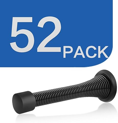 Miniatura 7 de HOMOTEK Paquete de 52 topes de puerta de resorte negros, tope de puerta resistente de 3-18 pulgadas, tope de puerta de resorte flexible con puntas