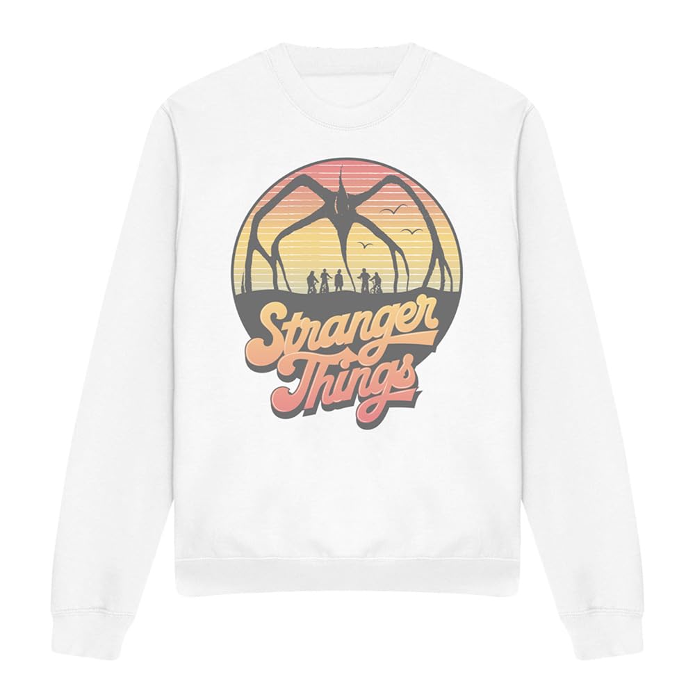 Stranger Things 80's Sunset Mindflayer Sweatshirt White Unisex Adulto