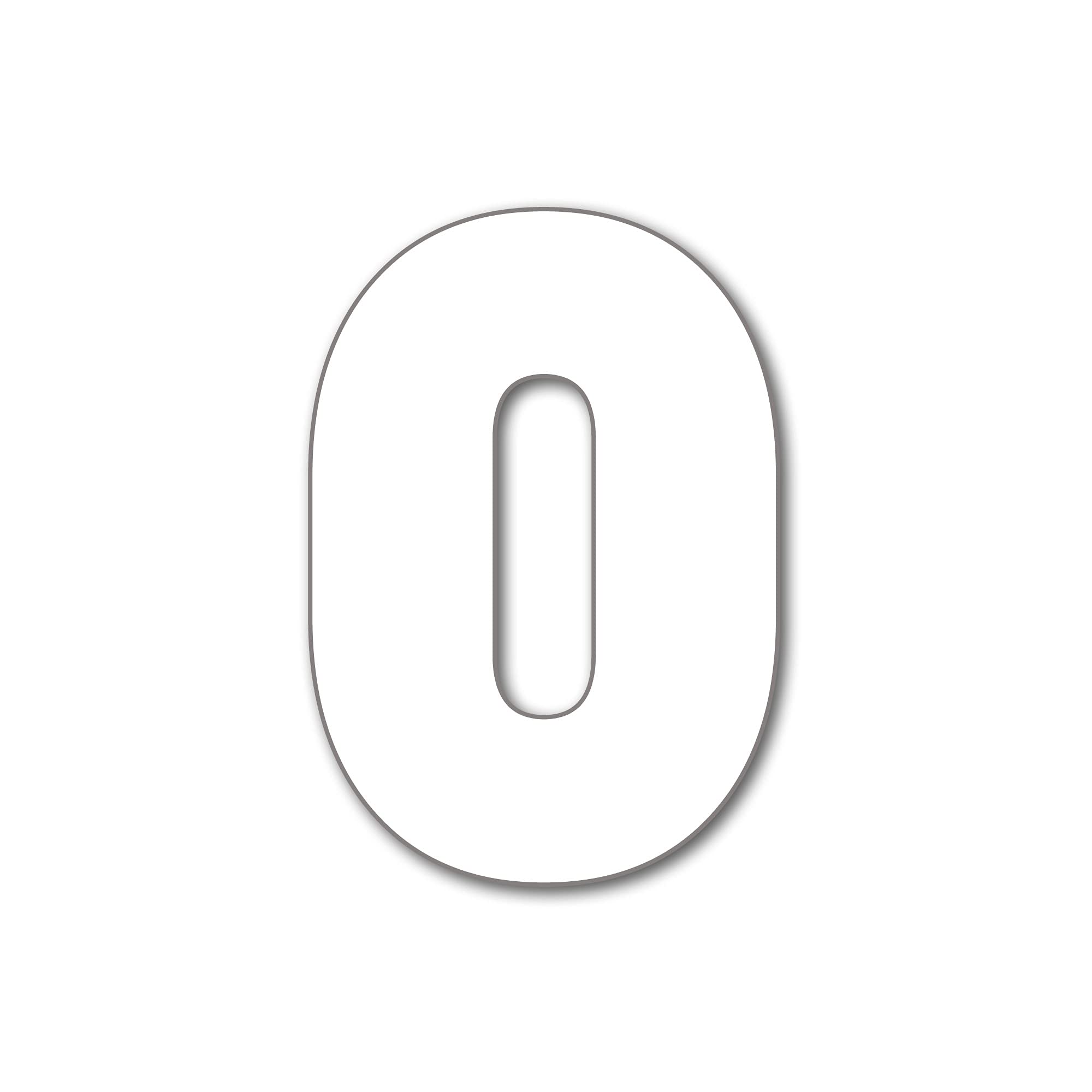 House Number 0 BAUHAUS Art Deco Door Numbers in 3 Sizes (15, 20, 25cm / 5.9, 7.8, 9.8in) Modern Floating House Number Acrylic incl. Fixings, Colour:White, Size:20cm / 7.9'' / 200mm