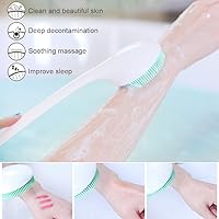 Vista 5 de Exfoliante corporal de silicona, cepillo de espalda de mango largo para ducha con cerdas suaves, cepillo de ducha para hombres y mujeres, sin BPA