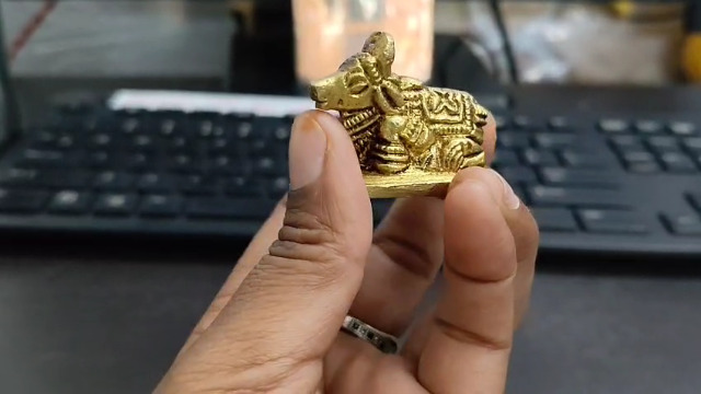 Estatua de Nandi de Latón de 1 pulgada para decoración y adoración miniatura 7