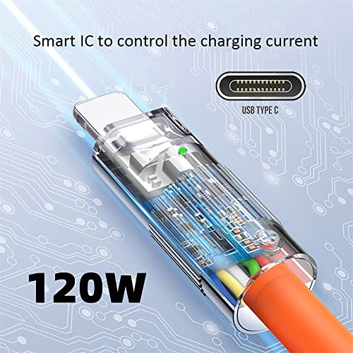 Image of cablecc Type C USB-C to USB-C Liquid Silicone Ultra Soft 120W Power USB2.0 Data Orange Cable Fast Charge for Laptop Tablet Phone 1M