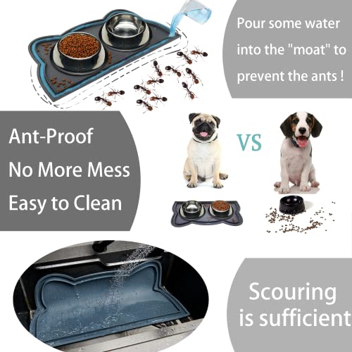 Dog Bowls With Mat,Cat Bowl Set With Silicone Mat For Food And Water,Non-Slip Pet Dishes Set For Cats & Small Medium Dogs,Slow Feeder Dog Bowl Anti Gulping,Collapsible Dog Bowls For Travel #TOP4