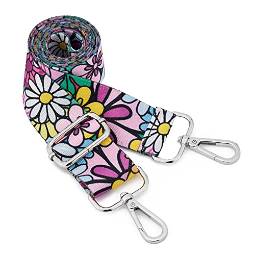 Image of Silvery Buckles Wide Shoulder Strap Adjustable Replacement Belt Crossbody Canvas Bag Handbag