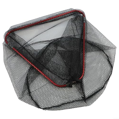Red de aterrizaje de pesca con red de nailon revestida, ligera y plegable con puerto de tornillo de 8 mm (grande, 50 cm)