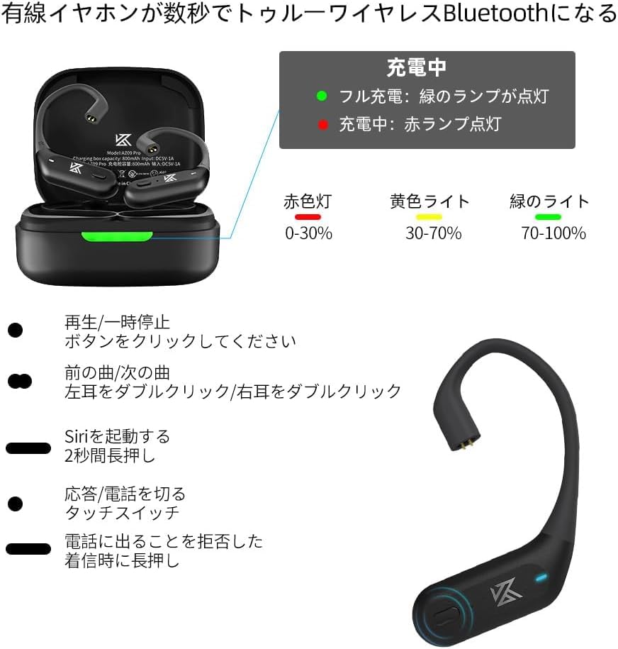 qdc 4ss AZ09 pro ライトニング変換ケーブル セット Amazon.com: G.K KZ AZ09 Pro Wireless Adapter Cable Qualcomm