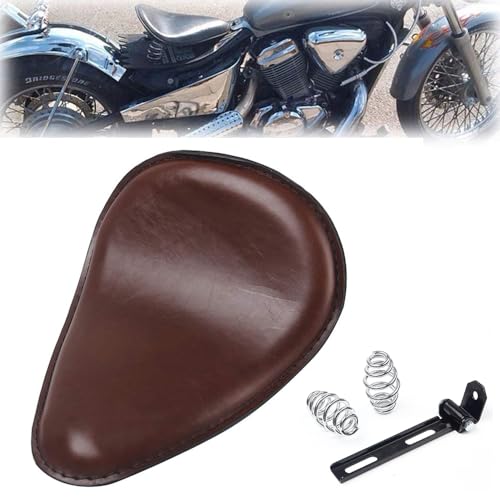 Triclicks Selle Moto Solo Marron Pour Bobber/Chopper/Sportster/Custom avec Ressorts/Support Kit
