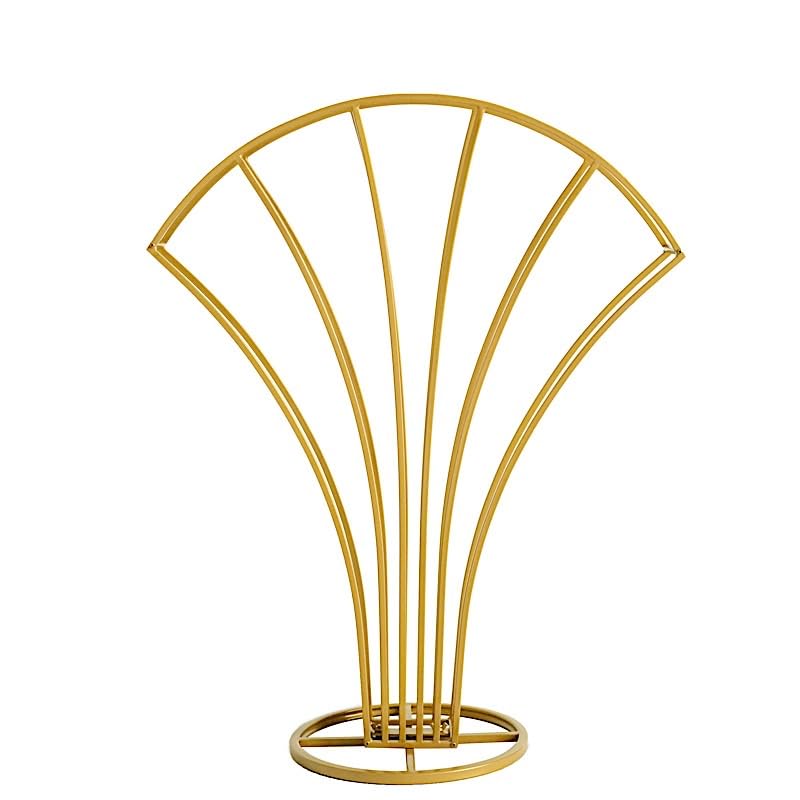 Balsa Circle Gold 32 in Scalloped Fan Metal Flower Display Stand Table Centerpiece Wedding Party Event Reception Decorations Supplies
