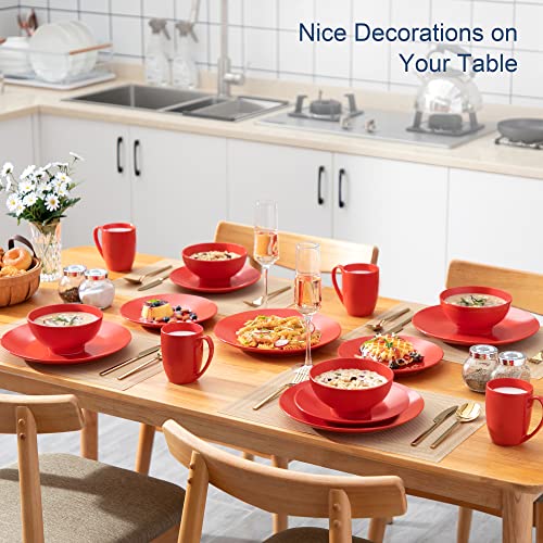 Dinnerware Set For 8, 32-Piece Dishes Dinner Sets, Dinner Plates, Dessert Plates, Bowls And Mugs Dishwasher Safe Ceramic Dishes Orangered #TOP6