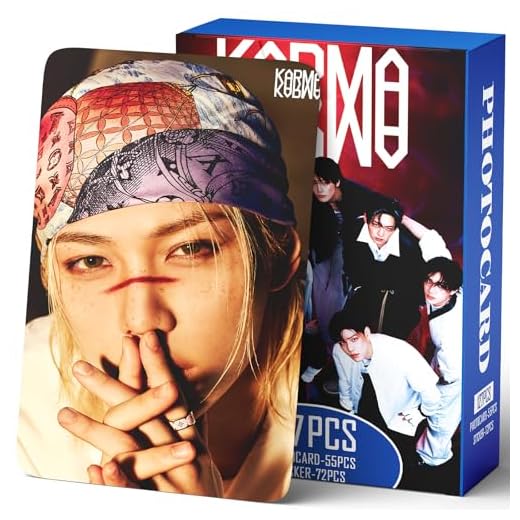 Stray Kids KARMA Album Photocards 127PCS KARMA Photo Card Set Stray Kids The 4th Album Merch Boys and Girls Card Set 55 PCS Photocard and 72 PCS Stickers Gift for STAY